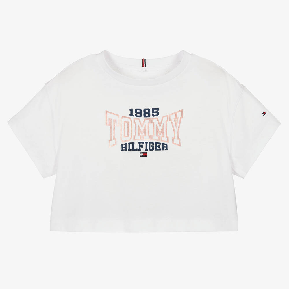 Tommy Hilfiger - T-shirt blanc en coton pour fille | Childrensalon