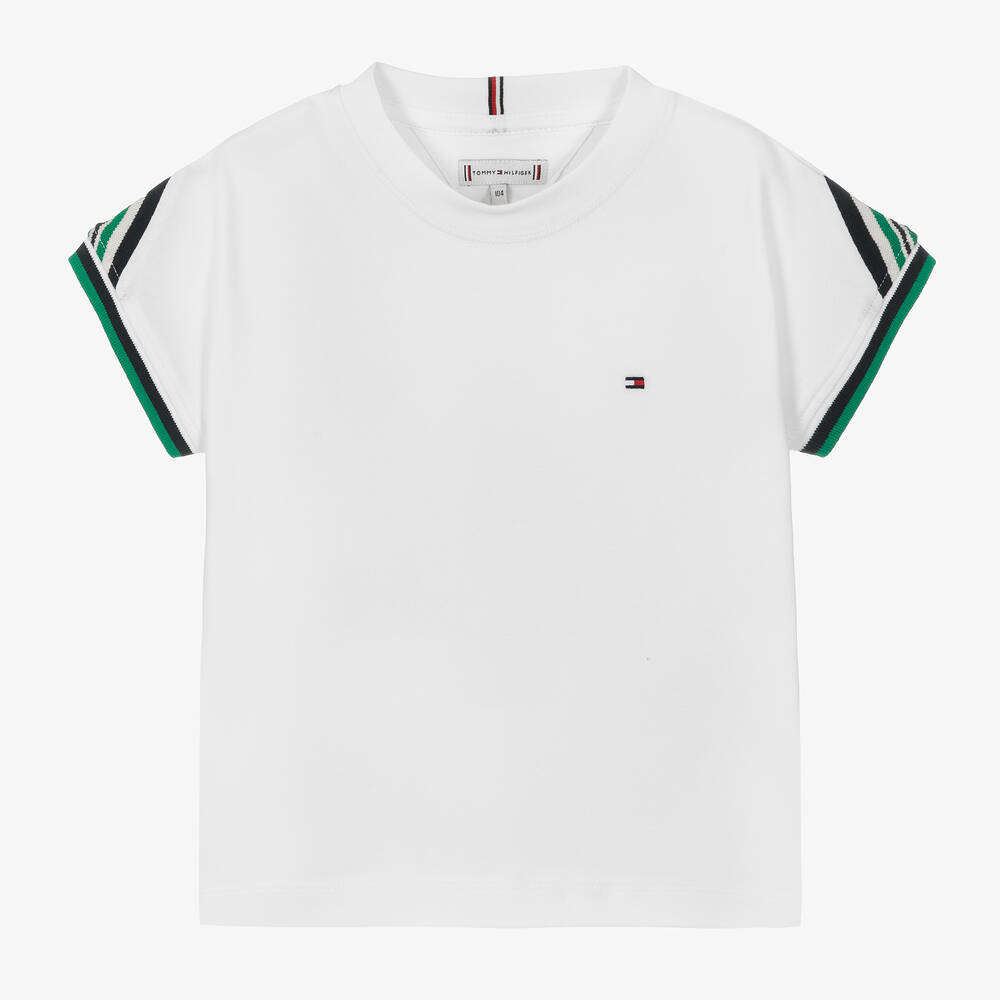 Girls White Cotton T Shirt