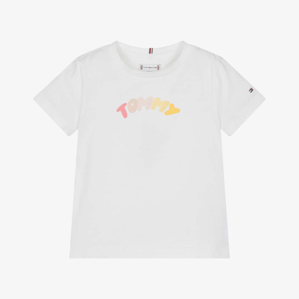 Tommy Hilfiger-Футболка с графическим логотипом для девочек белая | Childrensalon Outlet