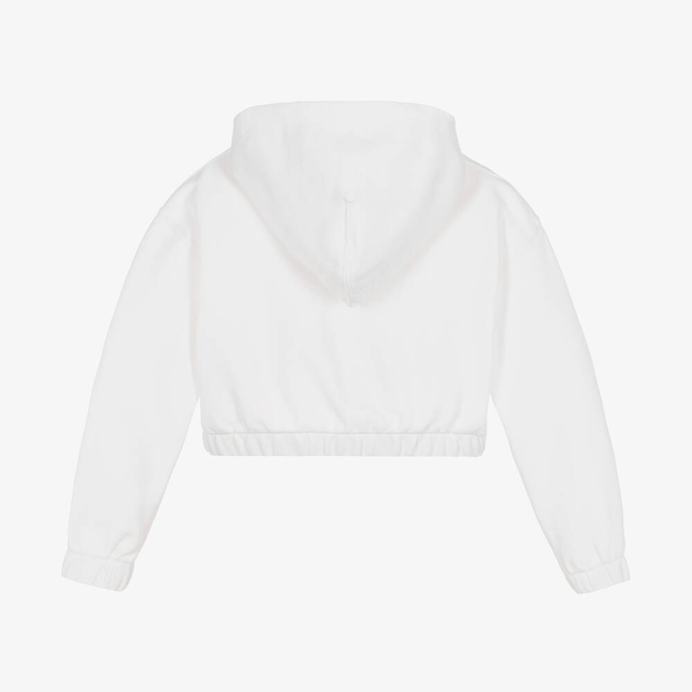 Tommy Hilfiger-Girls White Cotton Zip-Up Hoodie | Childrensalon Outlet
