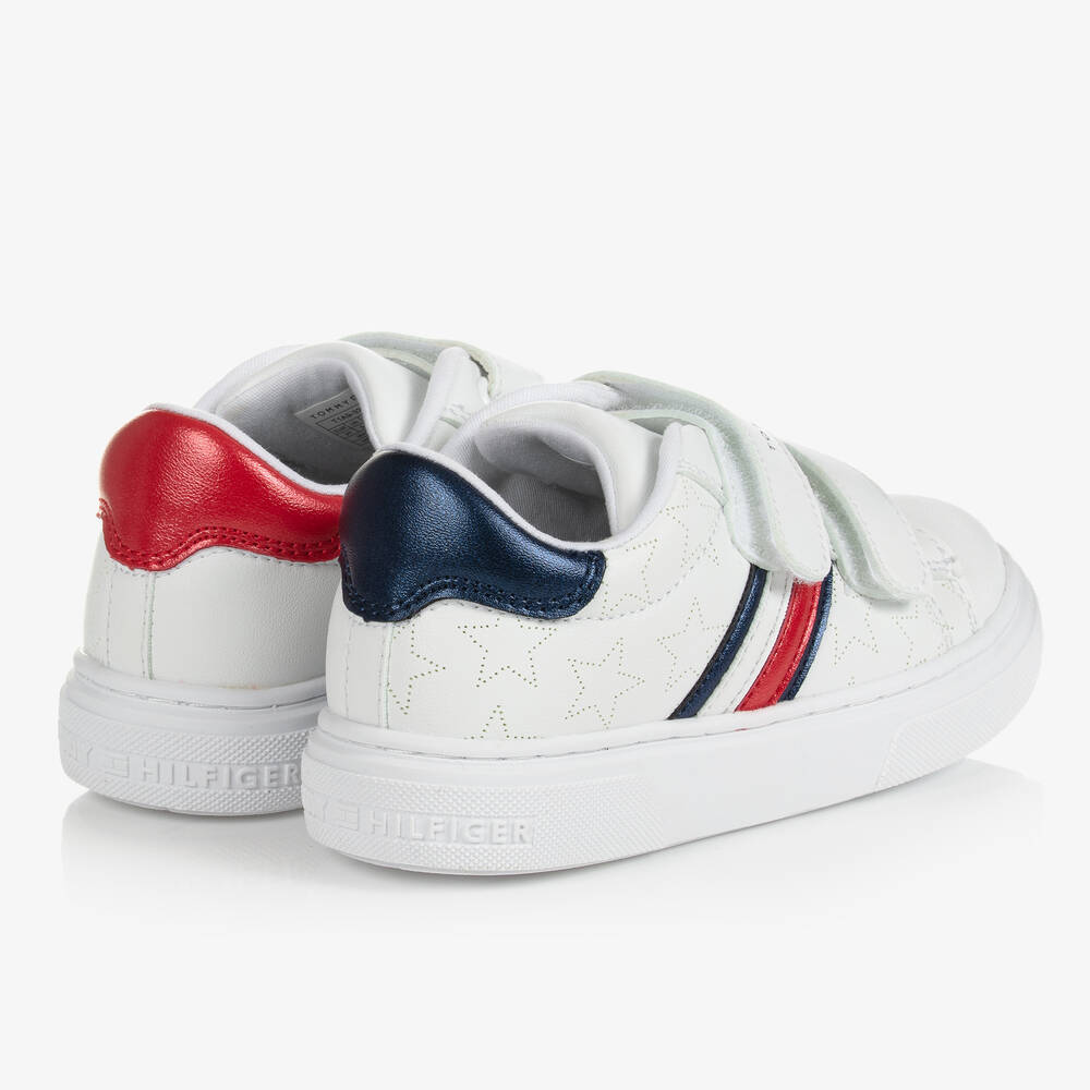 Tommy Hilfiger-Girls White Faux Leather Trainers | Childrensalon Outlet