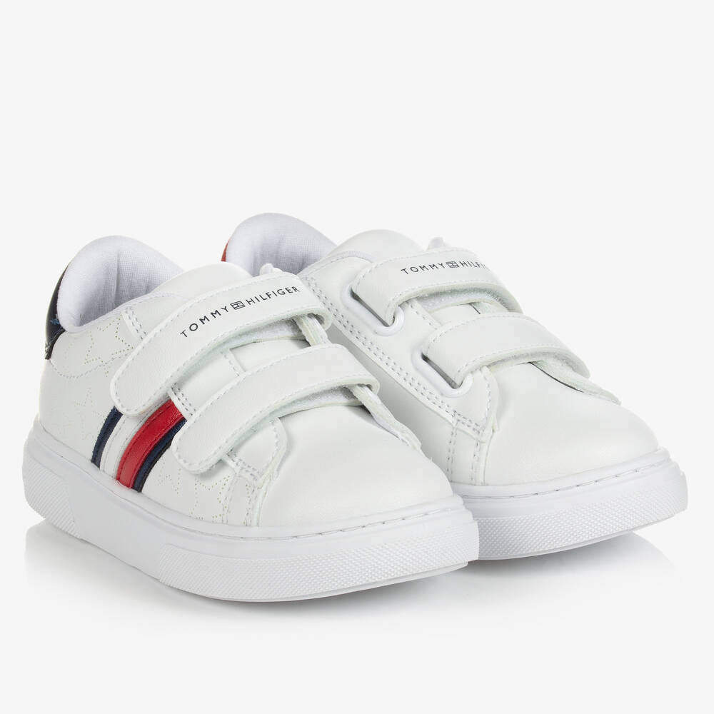 Tommy Hilfiger - Baskets blanches simili cuir fille | Childrensalon