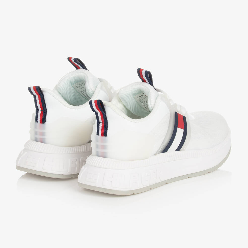 Tommy Hilfiger-Girls White Flag Logo Mesh Trainers | Childrensalon Outlet