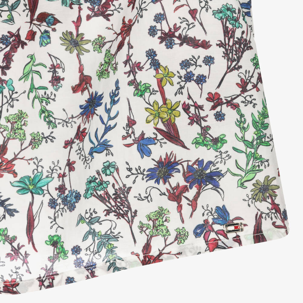 Tommy Hilfiger-Girls White Floral Cotton Blouse | Childrensalon Outlet