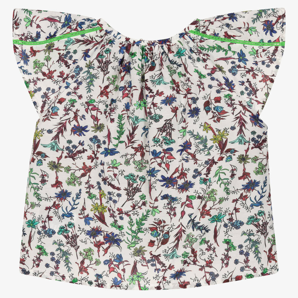 Tommy Hilfiger-Girls White Floral Cotton Blouse | Childrensalon Outlet