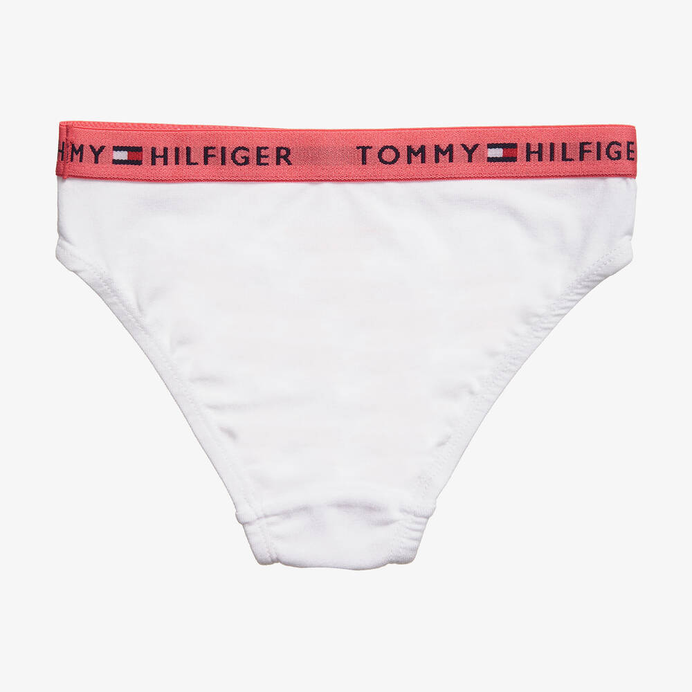 Tommy Hilfiger-Girls White & Grey Cotton Bikini Briefs (2 Pack) | Childrensalon Outlet