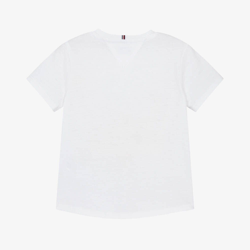 Tommy Hilfiger-Girls White Jersey Script Tee | Childrensalon Outlet