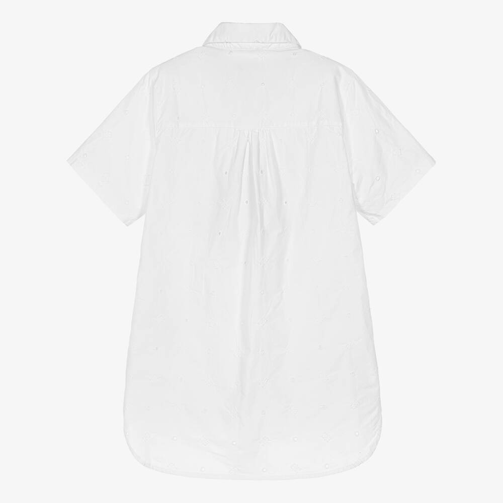 Tommy Hilfiger-Girls White Logo Embroidery Shirt Dress | Childrensalon Outlet