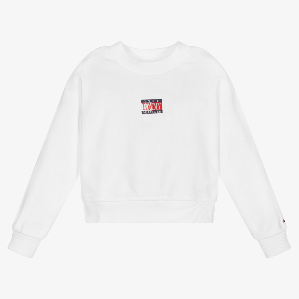 Tommy Hilfiger-Girls White Logo Sweatshirt | Childrensalon Outlet