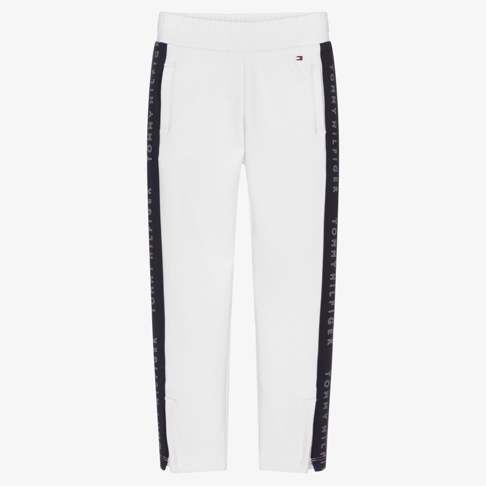 Tommy Hilfiger - Girls White Logo Tape Joggers | Childrensalon