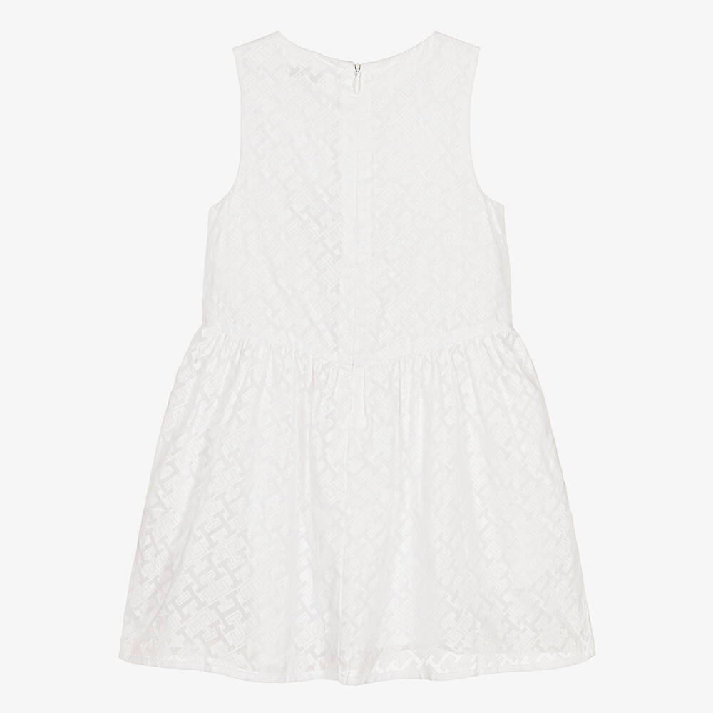 Tommy Hilfiger - Girls White Monogram Logo Dress | Childrensalon Outlet