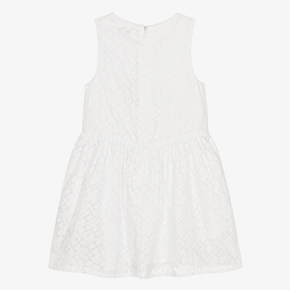 Tommy Hilfiger-Girls White Monogram Logo Dress | Childrensalon Outlet
