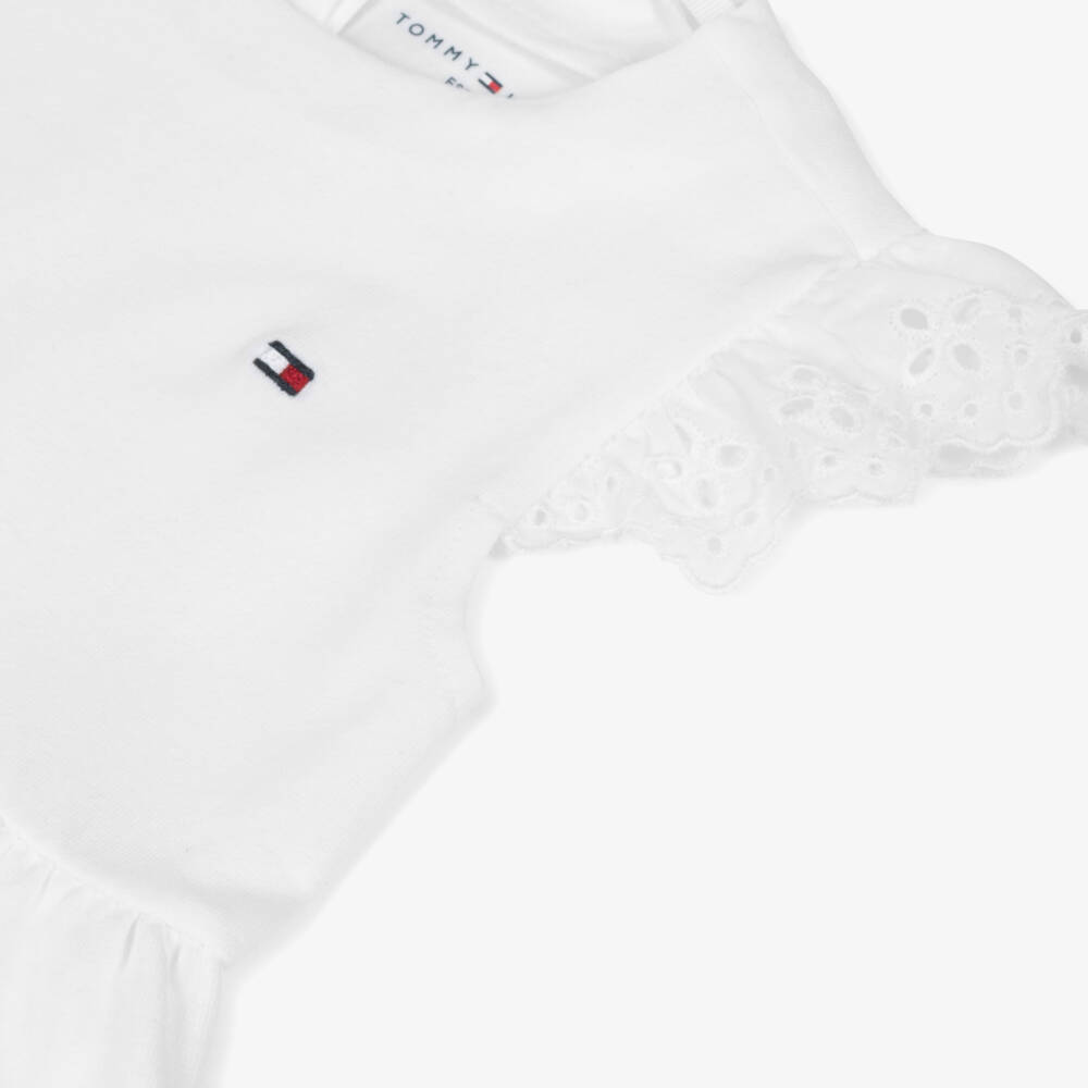 Tommy Hilfiger-Girls White Organic Cotton Dress | Childrensalon Outlet