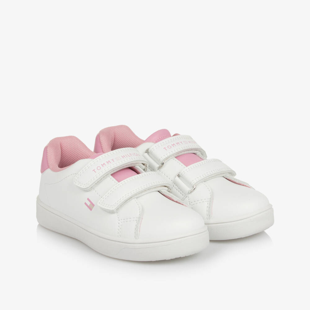 Tommy Hilfiger-Кроссовки на липучках розовые и белые для девочек | Childrensalon Outlet