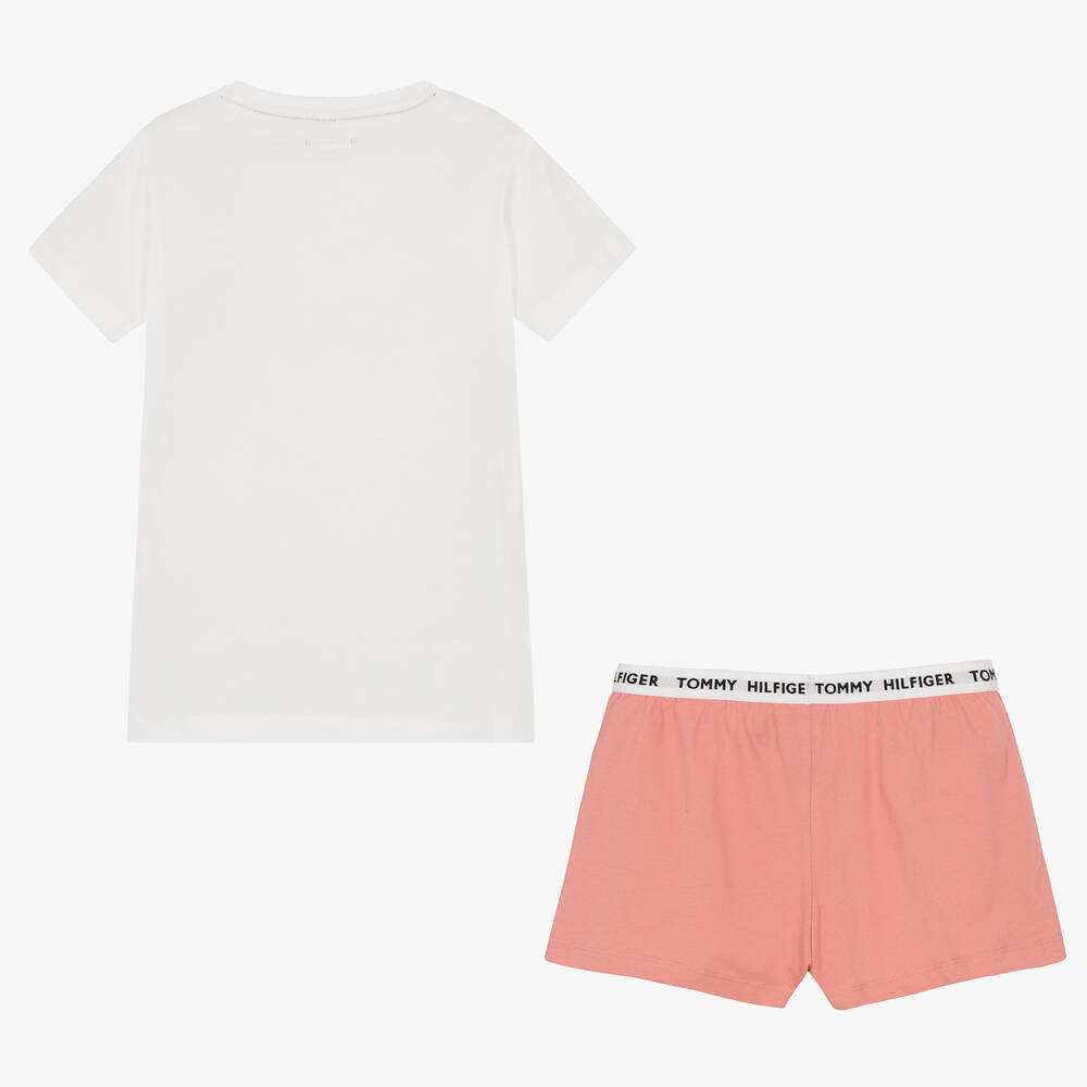 Tommy Hilfiger-Girls White & Pink Flag Pyjamas | Childrensalon Outlet