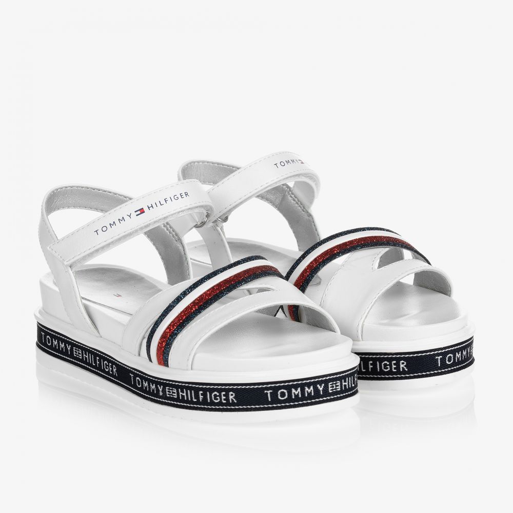 Tommy Hilfiger - Белые сандалии на танкетке для девочек | Childrensalon