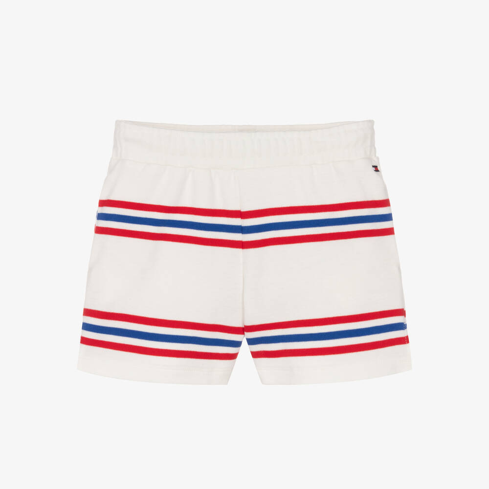 Tommy Hilfiger - Weiße gestreifte Baumwollshorts | Childrensalon