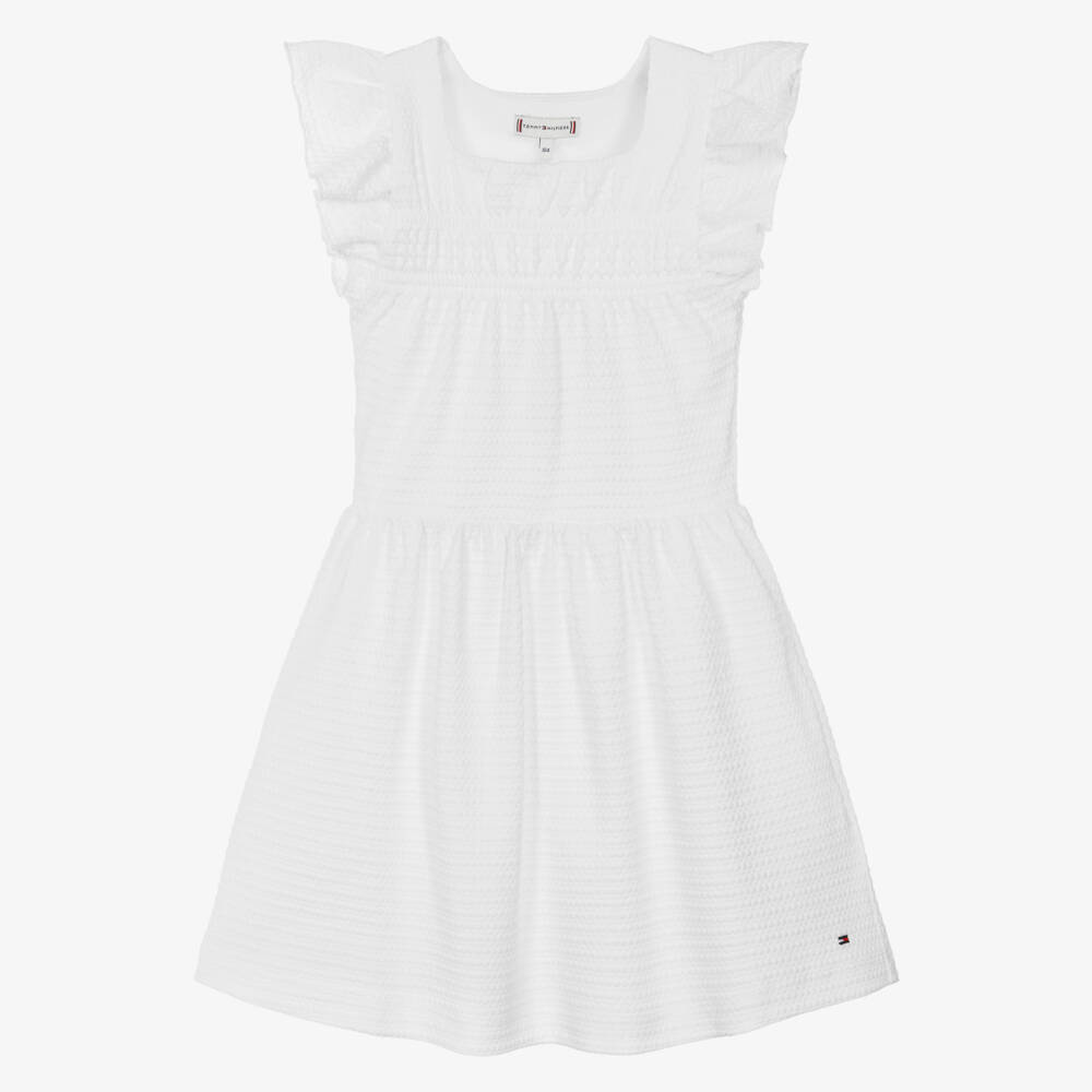 Tommy Hilfiger-Платье с рюшами белое для девочек | Childrensalon Outlet