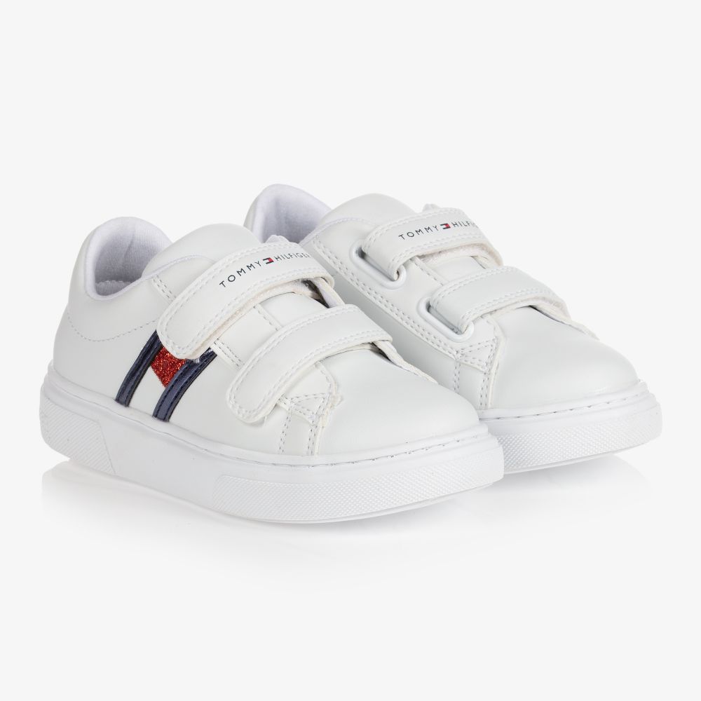 Tommy Hilfiger - Белые кроссовки на липучке для девочек | Childrensalon