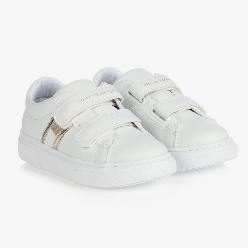 Girls White Velcro Trainers