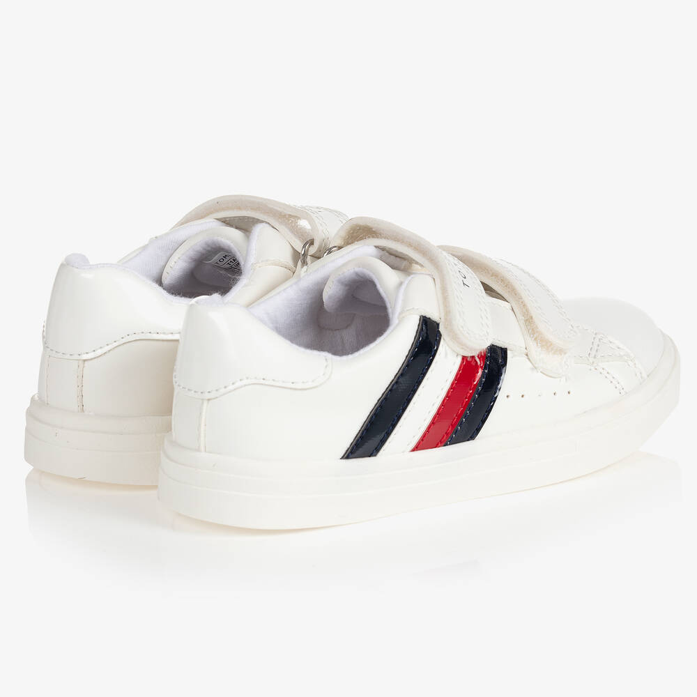 Tommy Hilfiger-ترينرز بشريط لاصق جلد صناعي لون أبيض للبنات | Childrensalon Outlet