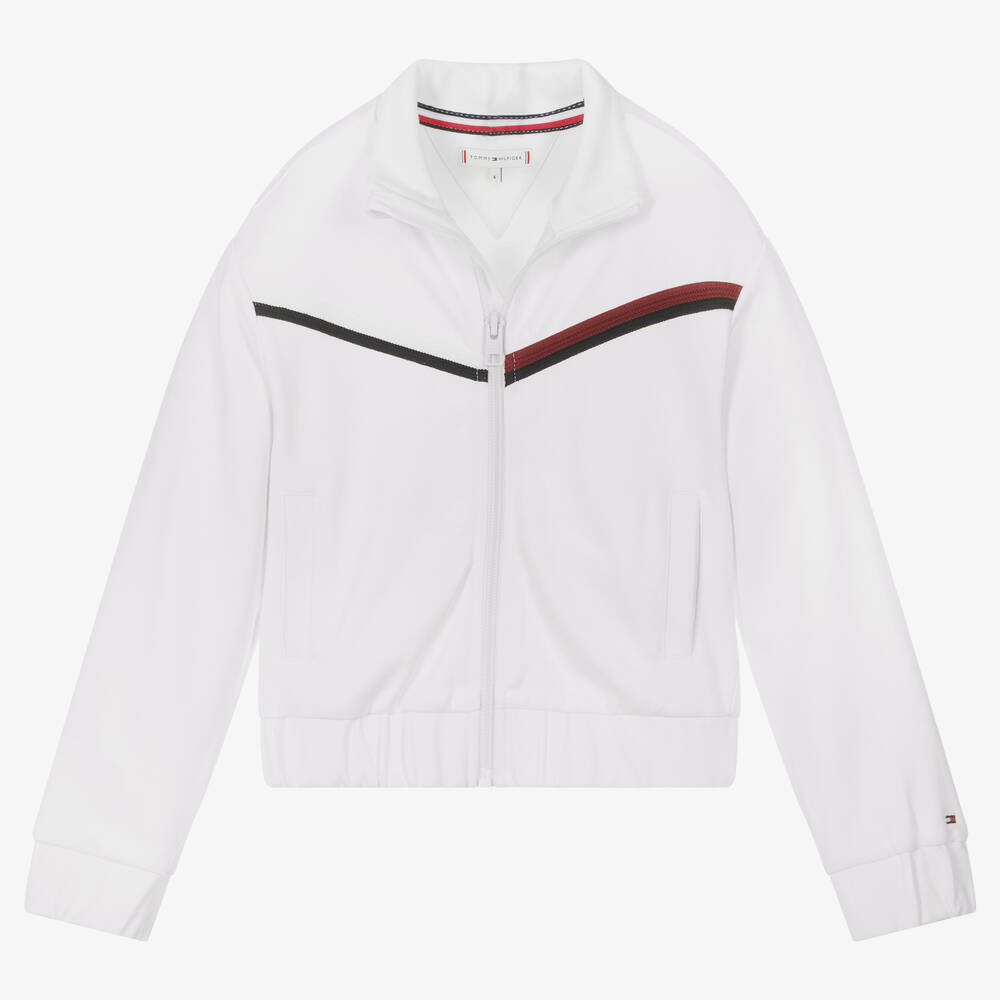 Tommy Hilfiger Girls White Zip Up Track Top Childrensalon Outlet