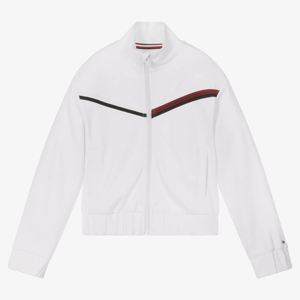 Tommy Hilfiger - Girls White Zip-Up Track Top | Childrensalon