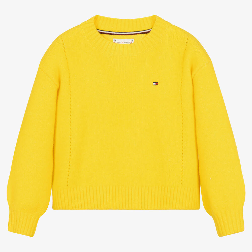 Tommy Hilfiger - Pull jaune à logo pour fille | Childrensalon