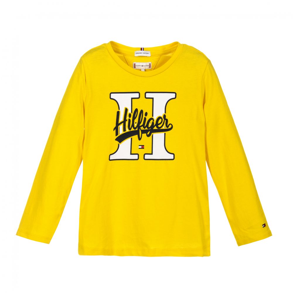 Tommy Hilfiger - Girls Yellow Logo Cotton Top | Childrensalon