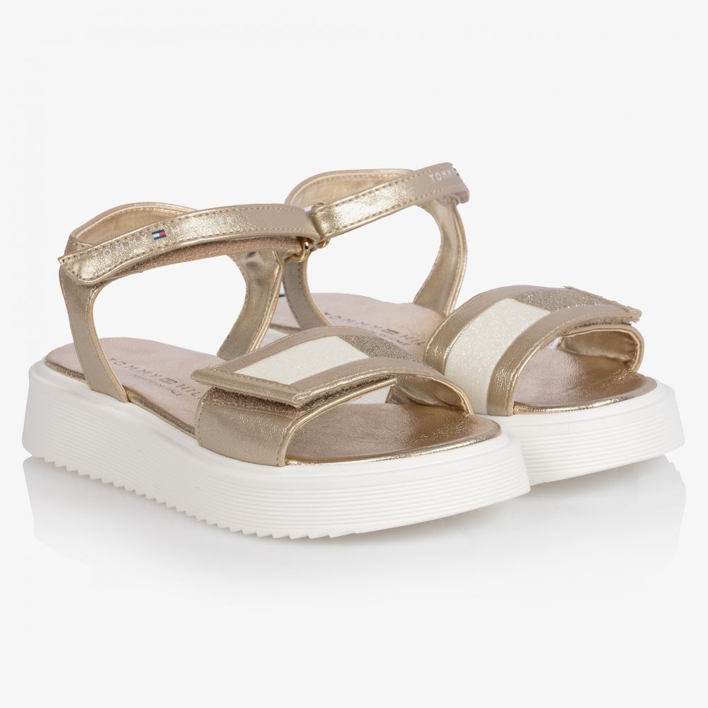 Tommy Hilfiger - Gold Logo Platform Sandals | Childrensalon