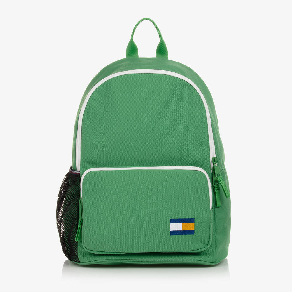 Tommy Hilfiger - Green Canvas Flag Backpack (37cm) | Childrensalon
