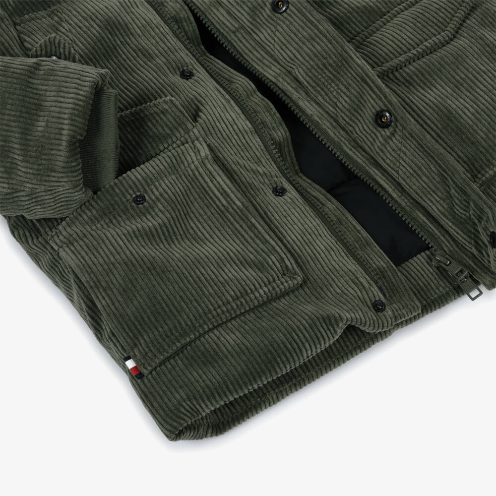 Tommy Hilfiger-Green Cord Parka | Childrensalon Outlet