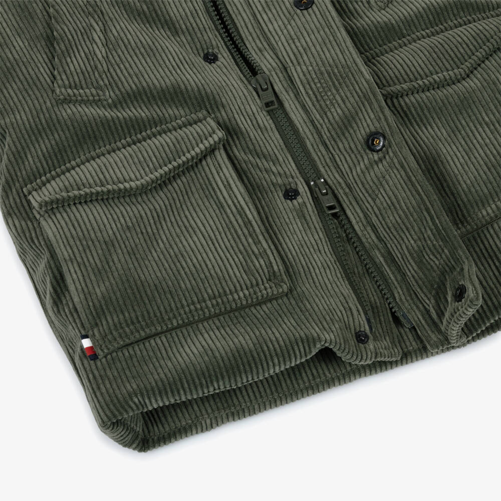 Tommy Hilfiger-Green Cord Parka | Childrensalon Outlet