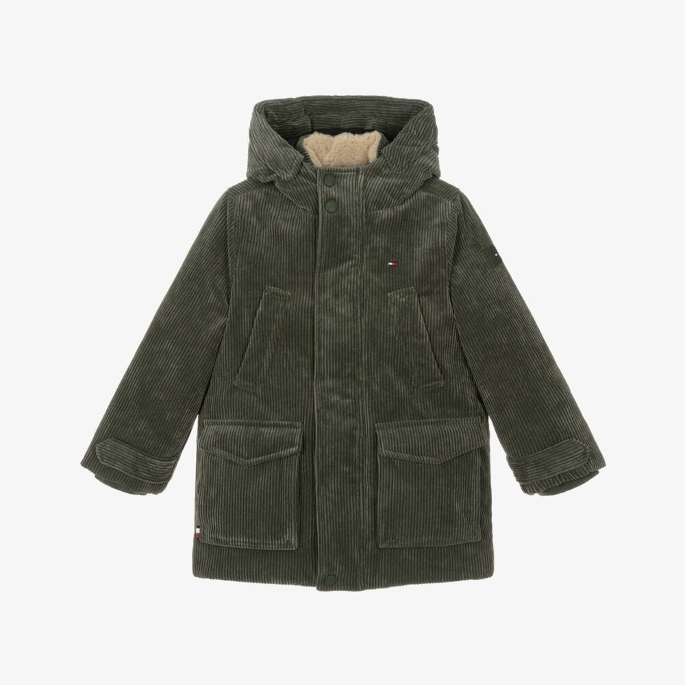 Tommy Hilfiger-Green Cord Parka | Childrensalon Outlet