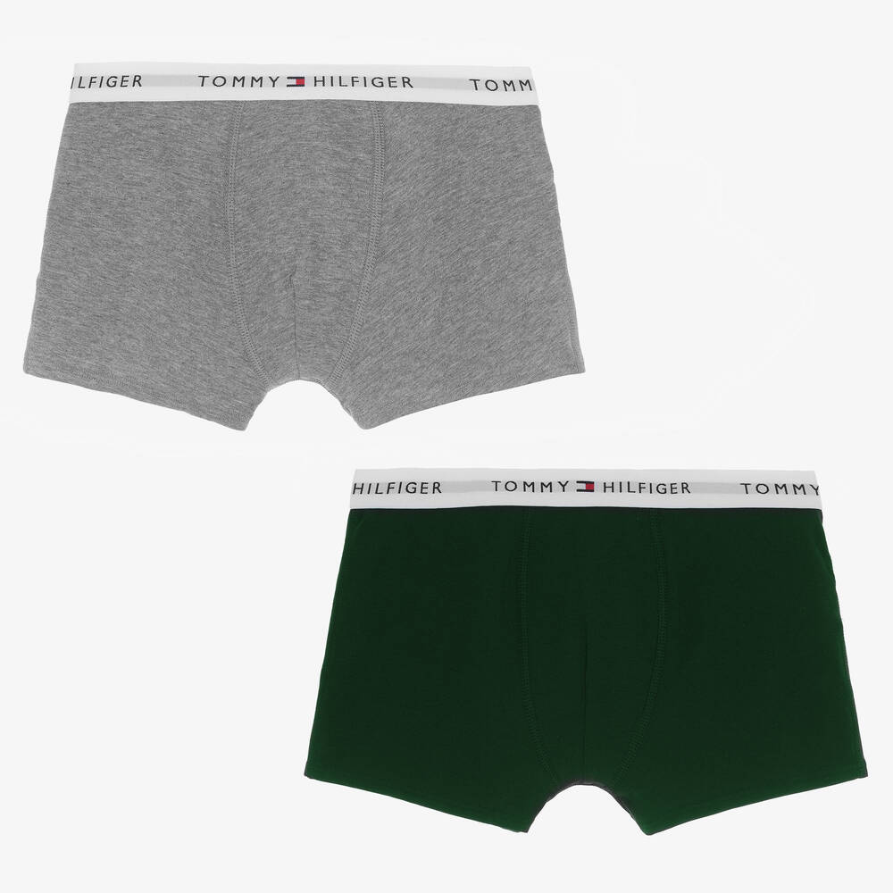 Tommy Hilfiger - Green & Grey Boxers (2 Pack) | Childrensalon