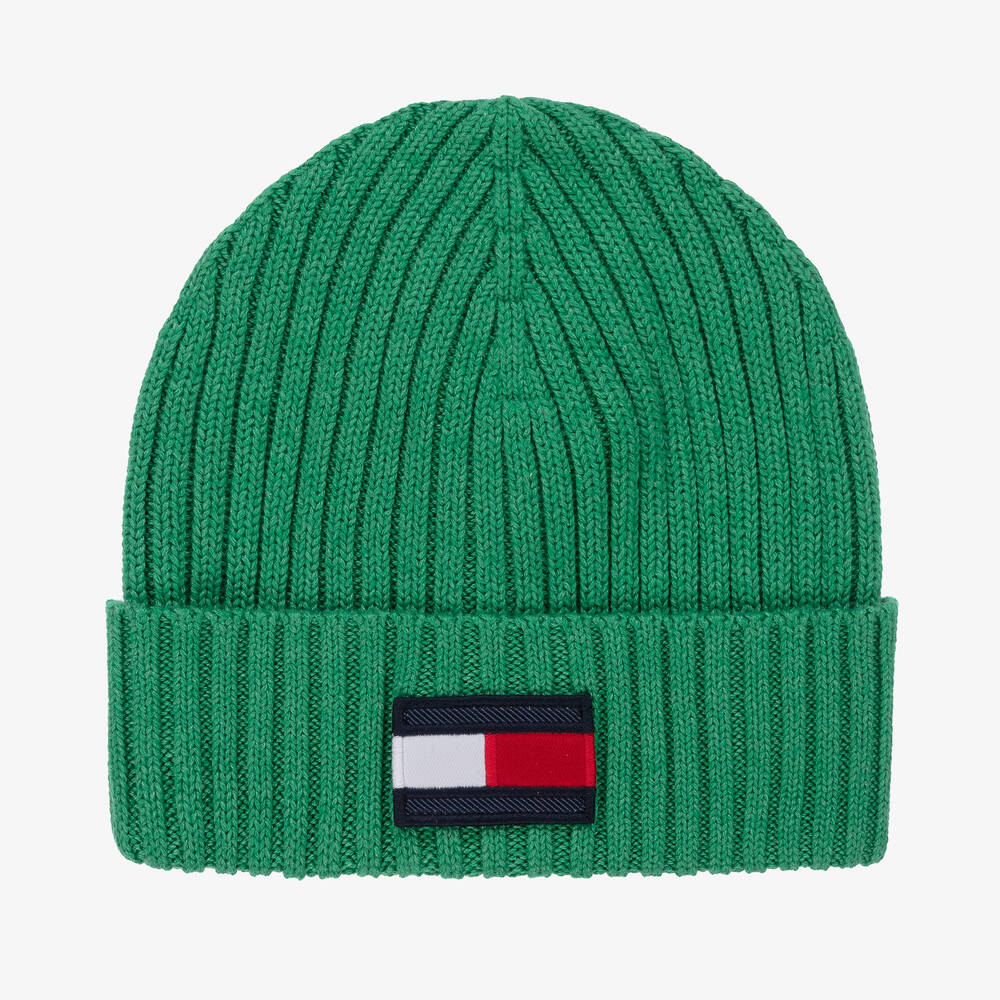 Tommy Hilfiger - Green Logo Knitted Beanie Hat | Childrensalon
