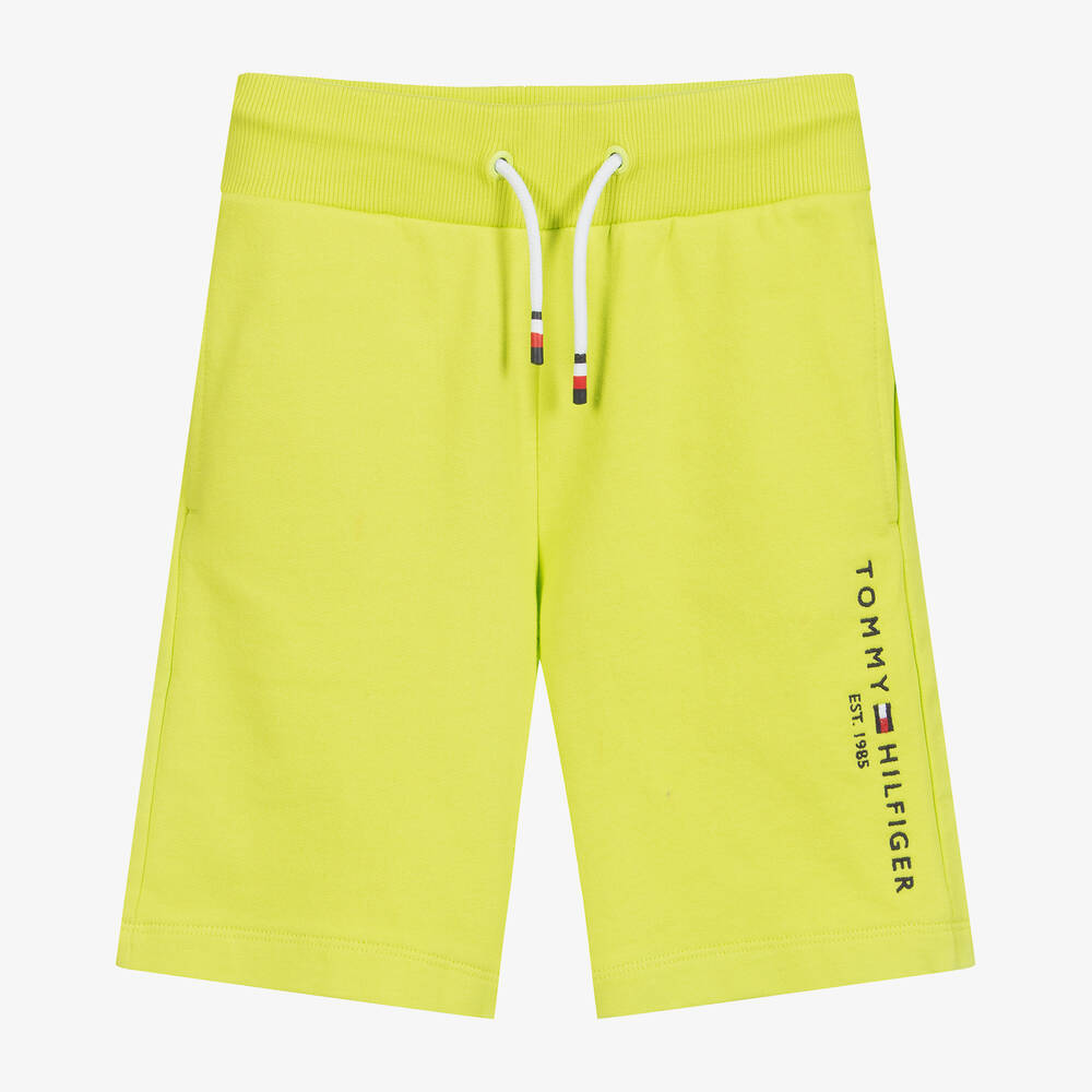 Tommy Hilfiger-شورت قطن عضوي لون أخضرليموني للأولاد | Childrensalon Outlet