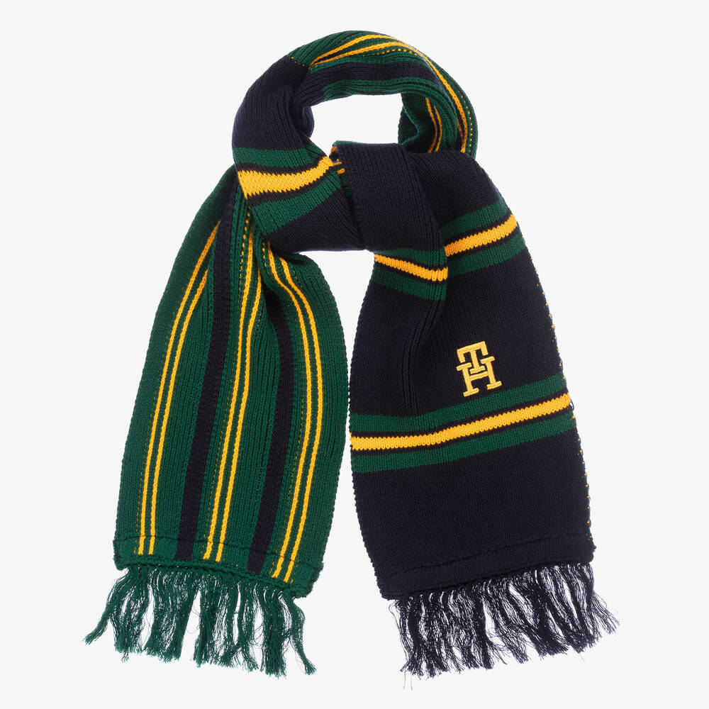 Tommy Hilfiger - Green Organic Cotton Striped Scarf | Childrensalon