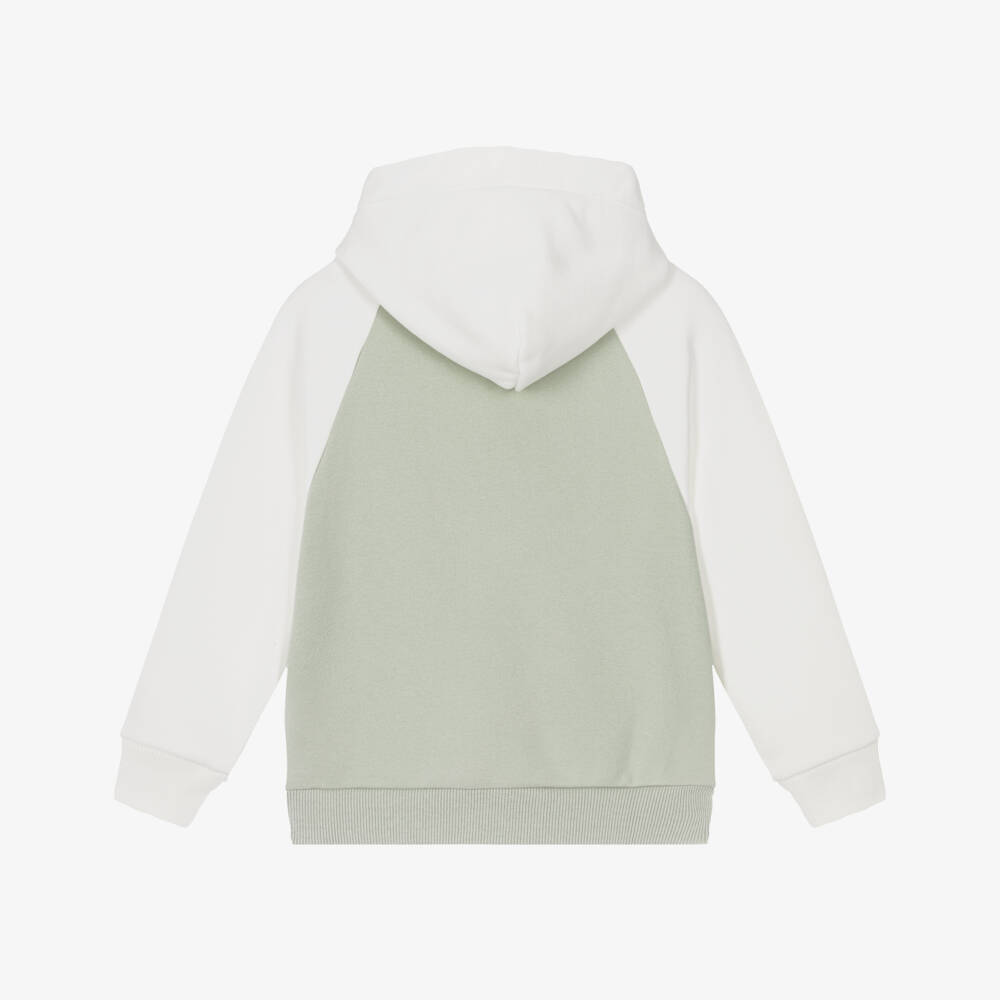 Tommy Hilfiger-Green & White Cotton Colourblock Hoodie | Childrensalon Outlet