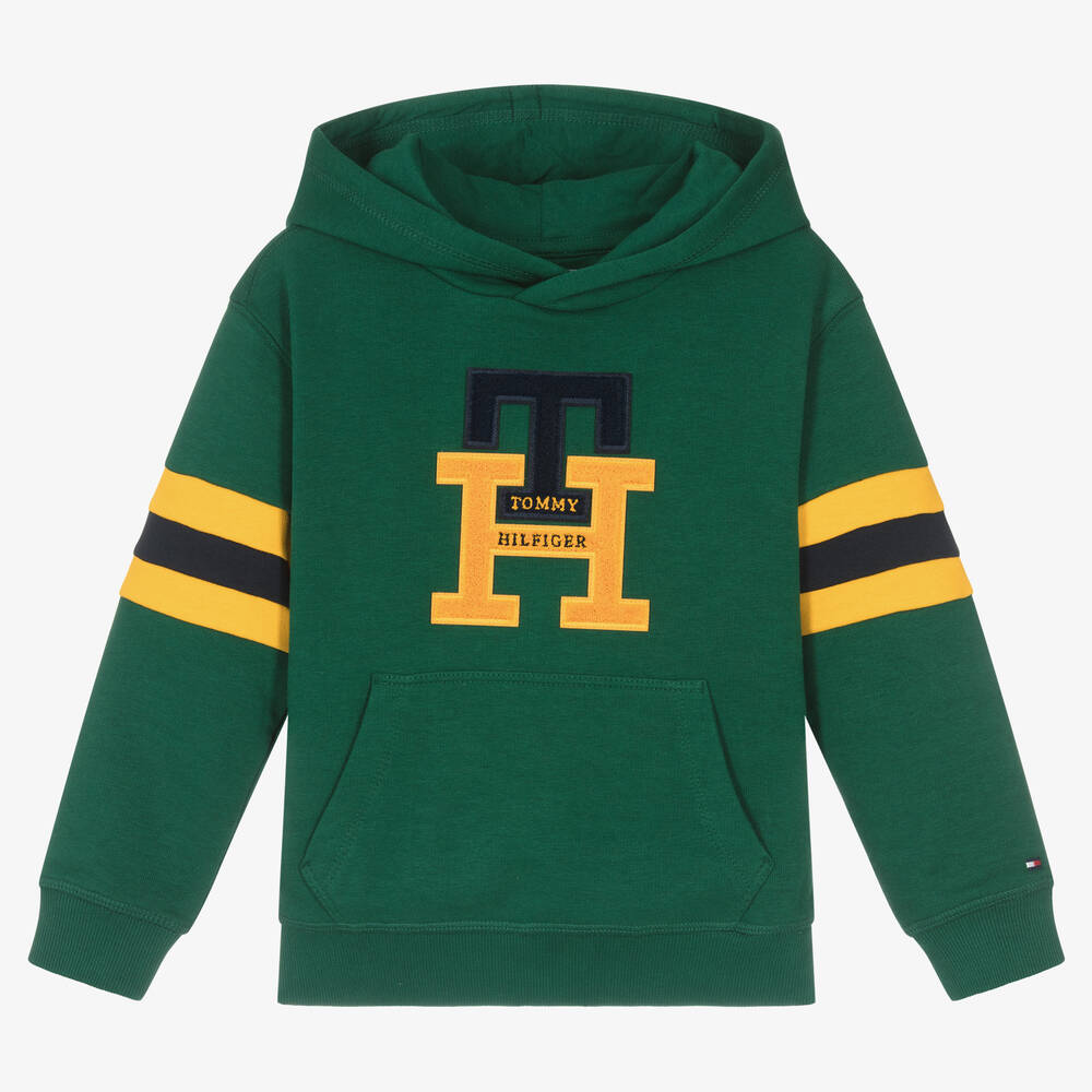 Tommy Hilfiger - Green & Yellow Monogram Logo Hoodie | Childrensalon