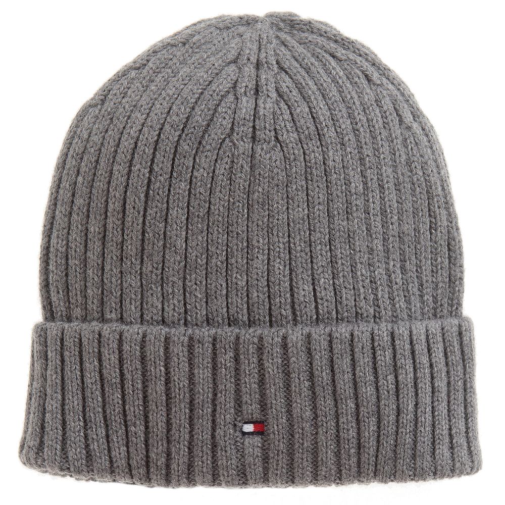 Tommy Hilfiger-Grey Cotton Beanie Hat | Childrensalon Outlet