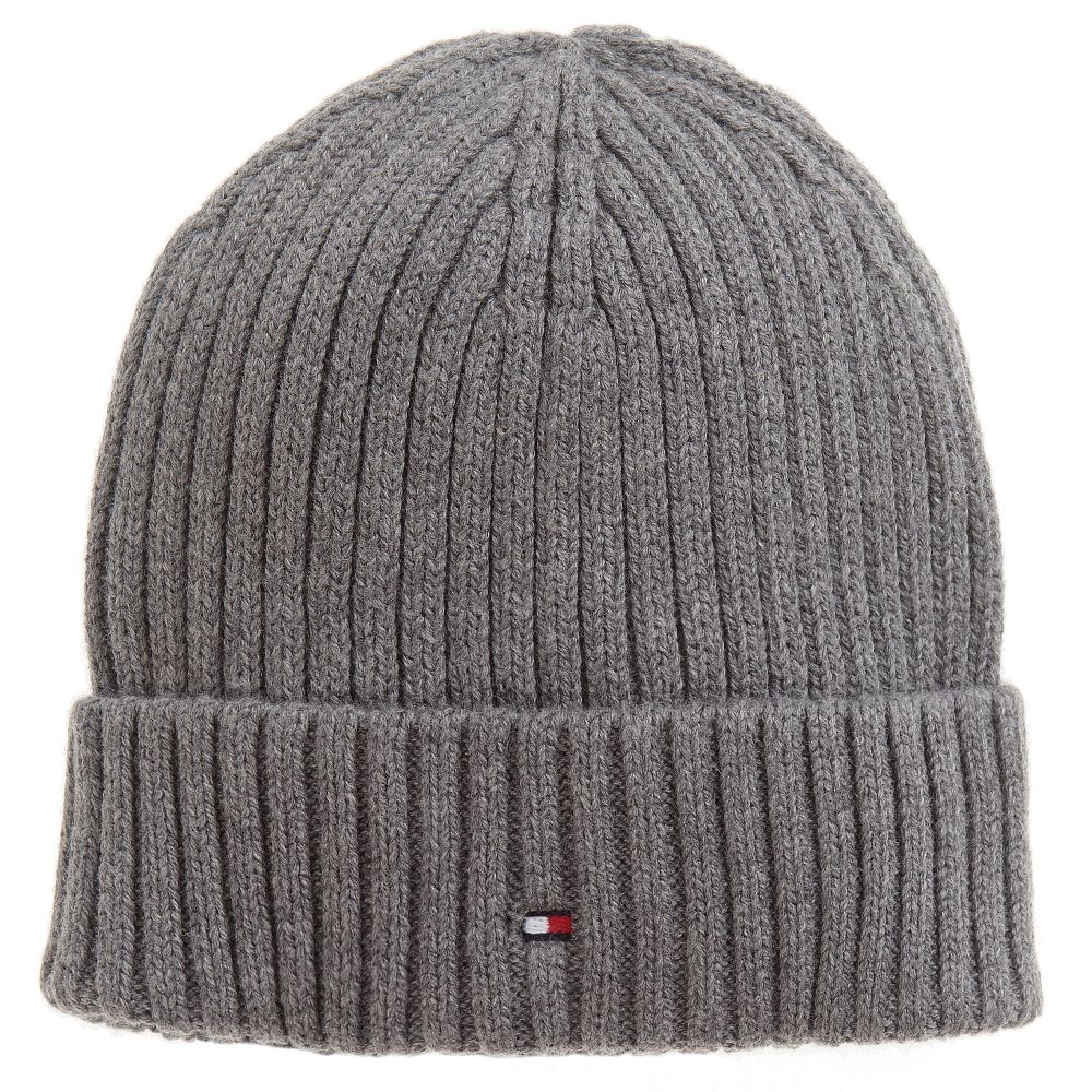 Tommy Hilfiger - Grey Cotton Beanie Hat | Childrensalon