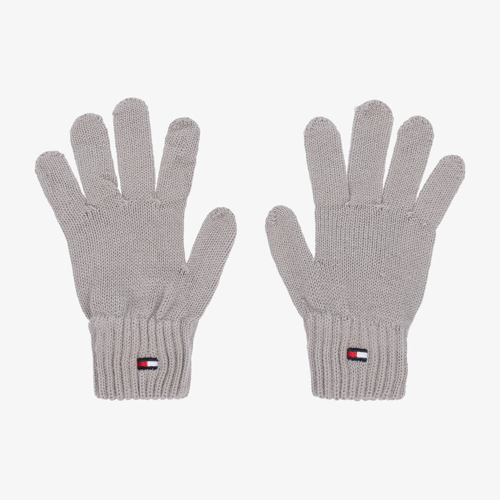 Tommy Hilfiger - Gants gris en coton à drapeau | Childrensalon