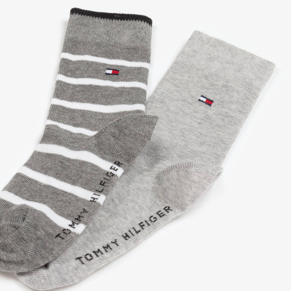 Tommy Hilfiger-Grey Knit Boys Sock Duo | Childrensalon Outlet