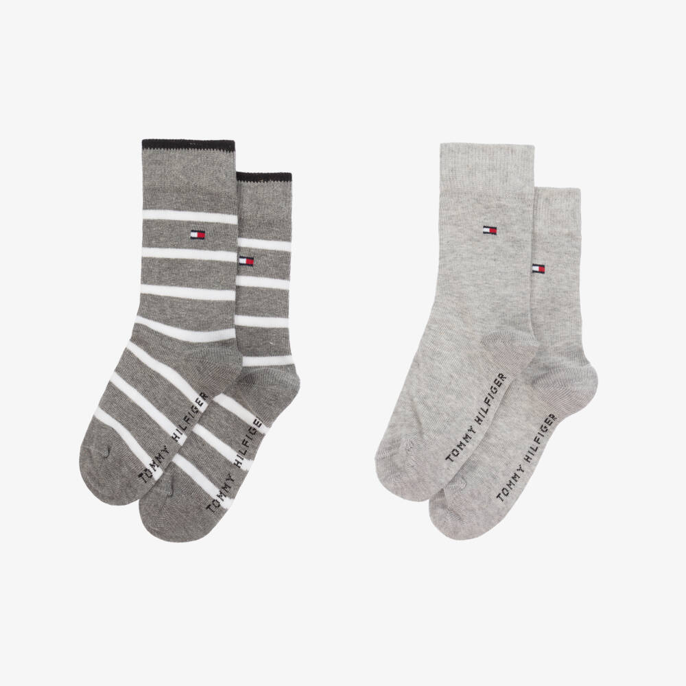Tommy Hilfiger-Grey Knit Boys Sock Duo | Childrensalon Outlet
