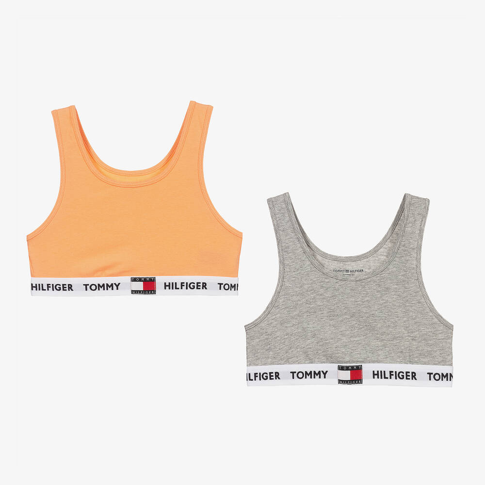 Tommy Hilfiger - Grey & Orange Bras (2 Pack) | Childrensalon