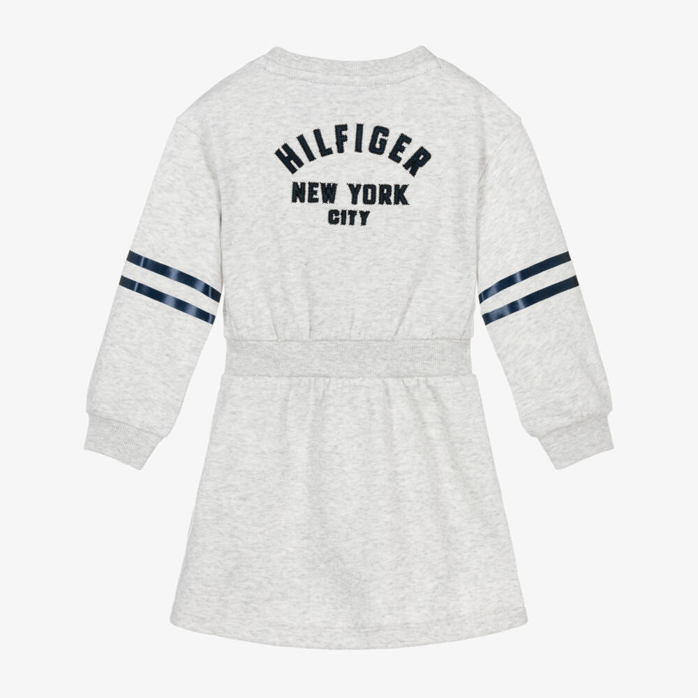 Tommy Hilfiger-Grey Satin Sweat Waisted Dress | Childrensalon Outlet