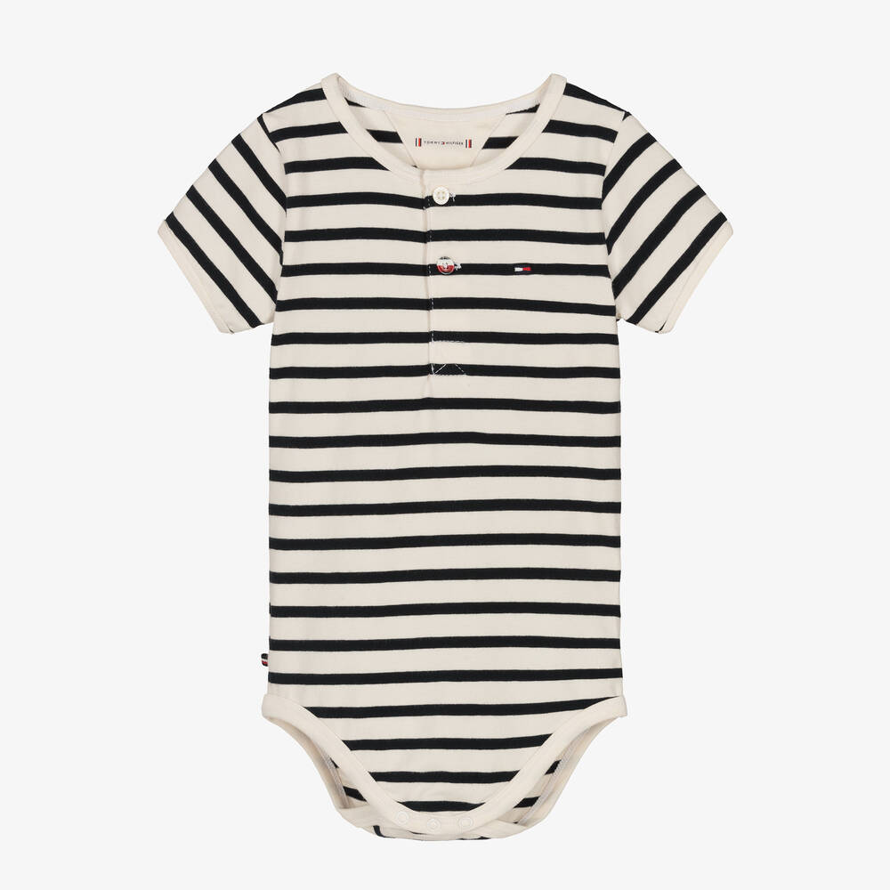 Tommy Hilfiger - Gestreifter Body in Elfenbein/Blau | Childrensalon