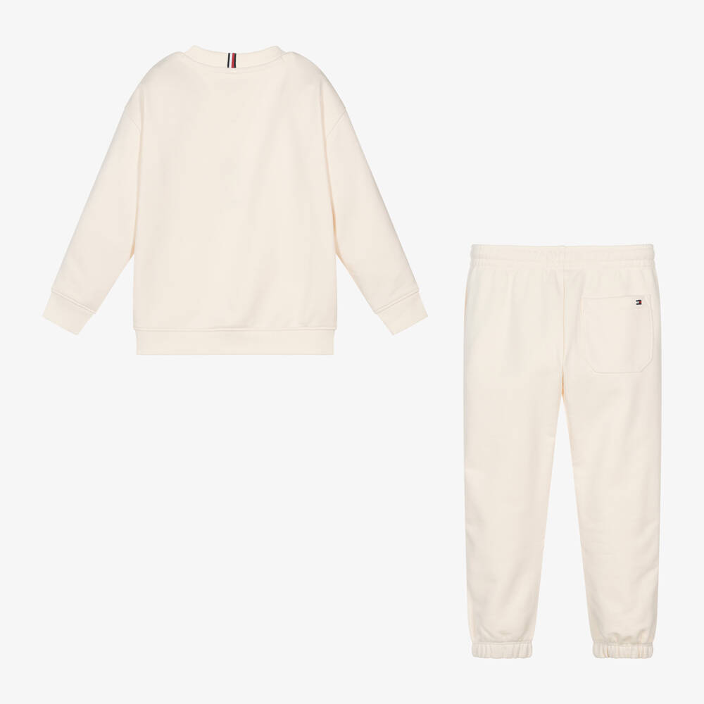 Tommy Hilfiger Ivory Cotton Jersey Tracksuit Childrensalon Outlet