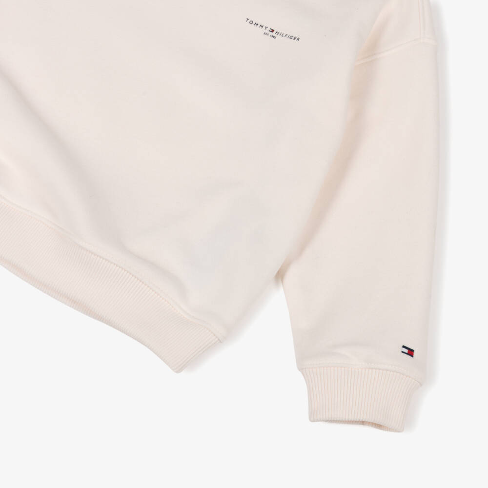 Tommy Hilfiger-Ivory Cotton Sweatshirt with Mini Logo | Childrensalon Outlet